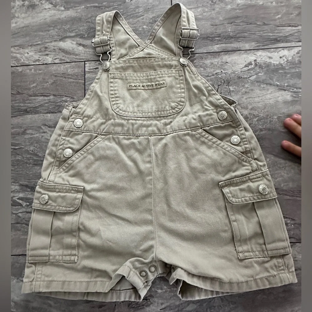 Vintage Children's‎ Place Khaki Short Overalls 12 M 0174